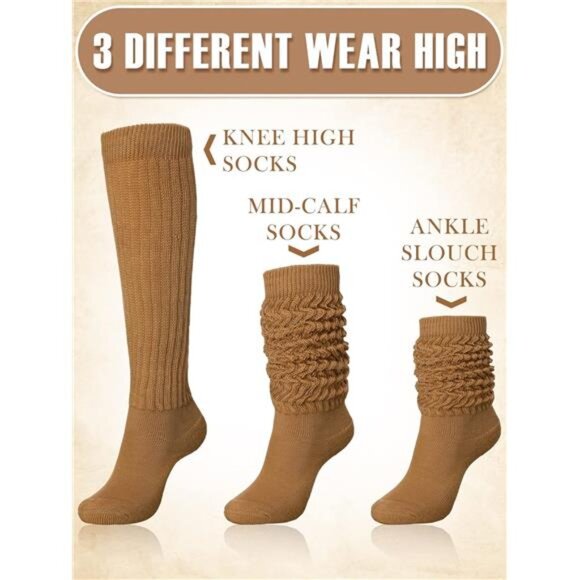 4 Pairs Slouch Socks for Women Bulk Stacked Boot 80s 90s Neon Slouch - Picture 3 of 7